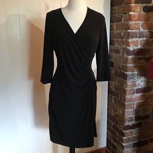 Laundry Black Faux-Wrap Dress